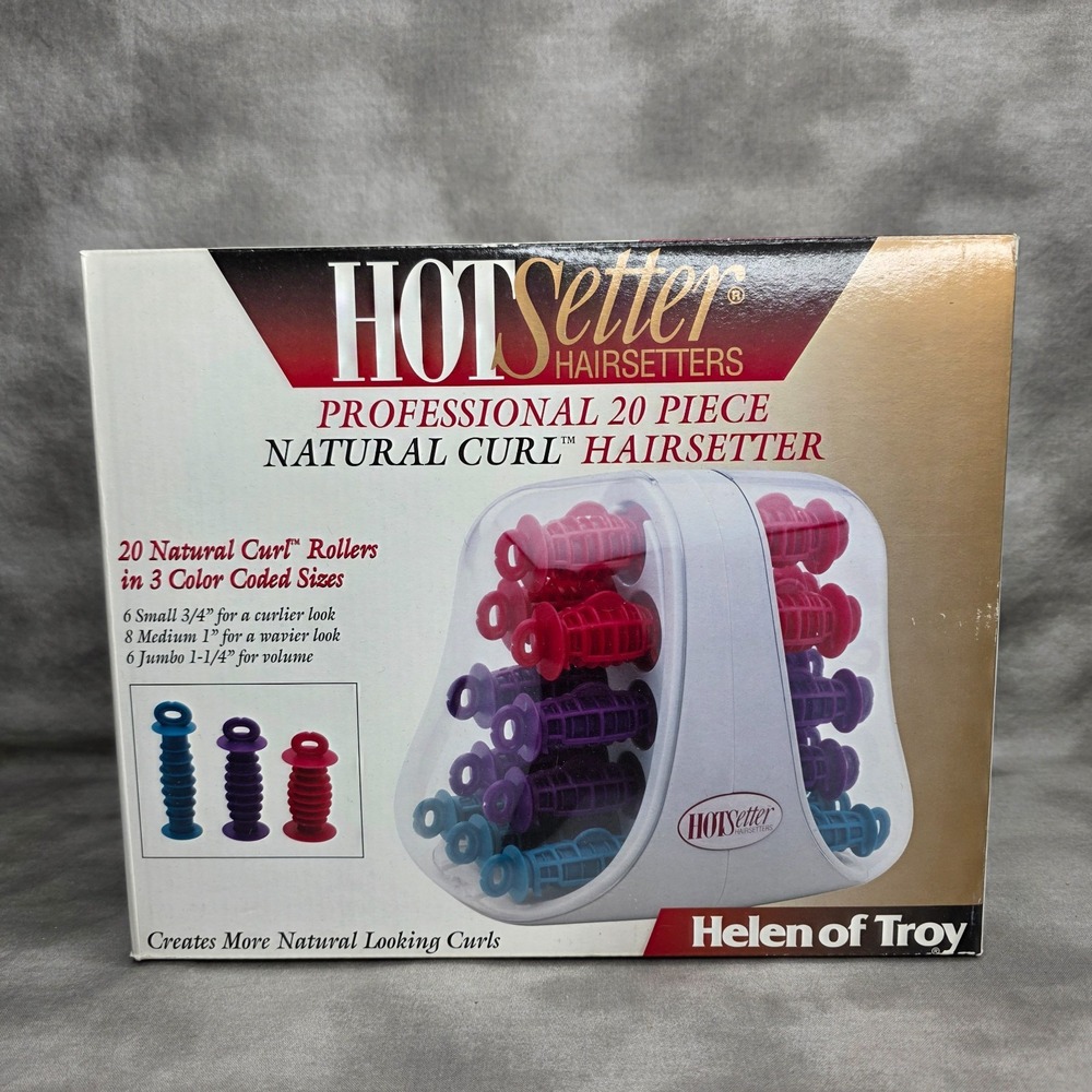 Helen of Troy Curlers 20 Hot Rollers Hot Setter Hair Setters 3 Sizes #1361 NIB